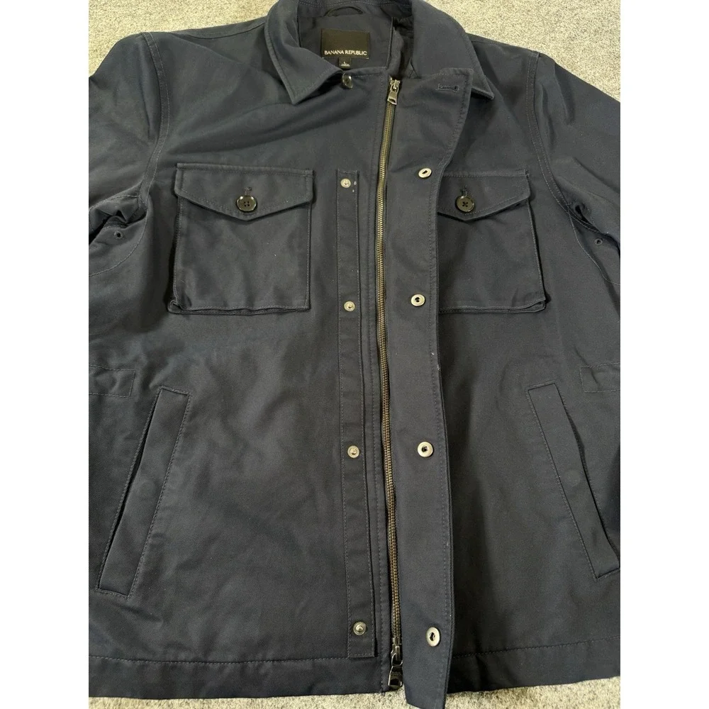 Banana Republic Men's Large Navy Blue Utility Field Jacket Cotton Nylon Lined